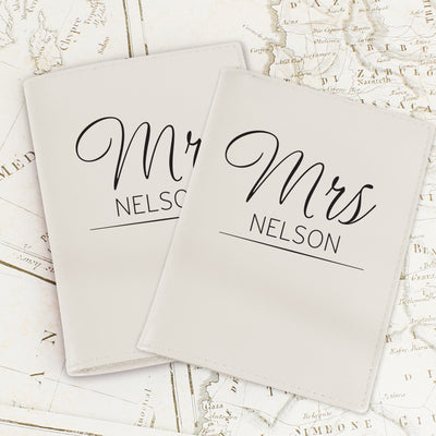 Personalised Classic Mr & Mrs Cream Passport Holders Leather & Leatherette Everything Personal