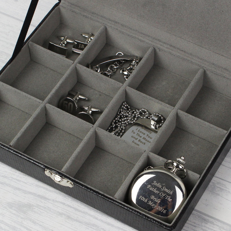 Personalised Large Cufflink Compartment Box Jewellery Everything Personal