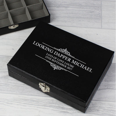 Personalised Large Cufflink Compartment Box Jewellery Everything Personal