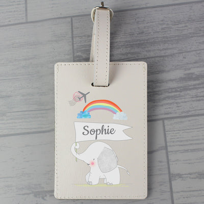 Personalised Hessian Elephant Cream Luggage Tag Leather & Leatherette Everything Personal