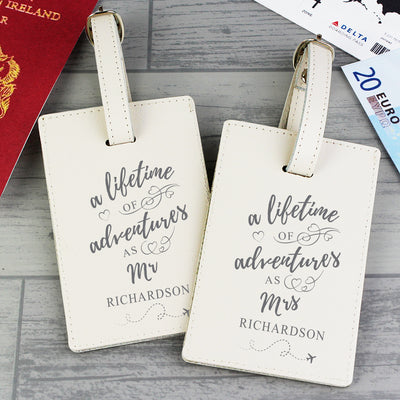 Personalised 'Lifetime of Adventures' Couples Luggage Tags Leather & Leatherette Everything Personal