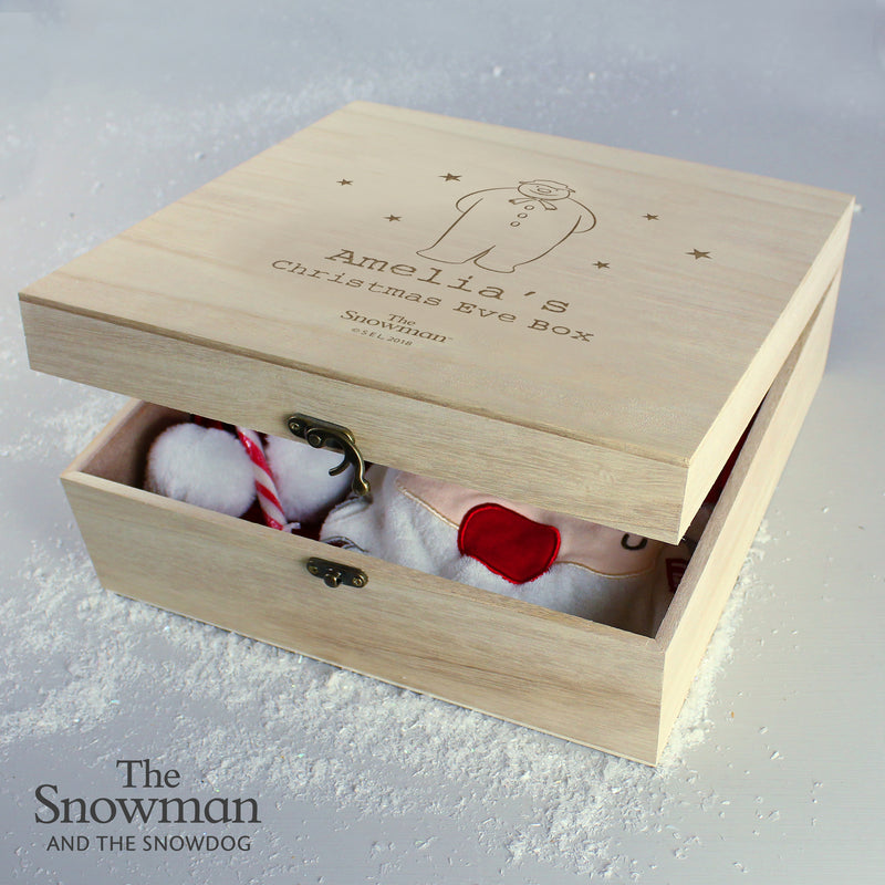 Personalised The Snowman Wooden Christmas Eve Box Trinket, Jewellery & Keepsake Boxes Everything Personal