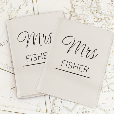 Personalised Couples Cream Passport Holders Leather & Leatherette Everything Personal