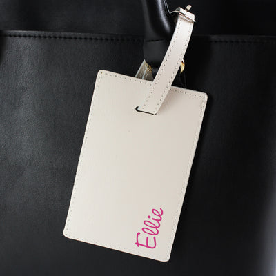 Personalised Pink Name Cream Luggage Tag Leather & Leatherette Everything Personal