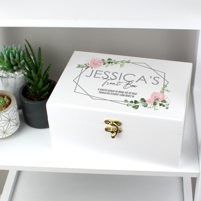 Personalised Abstract Rose White Wooden Keepsake Box Trinket, Jewellery & Keepsake Boxes Everything Personal