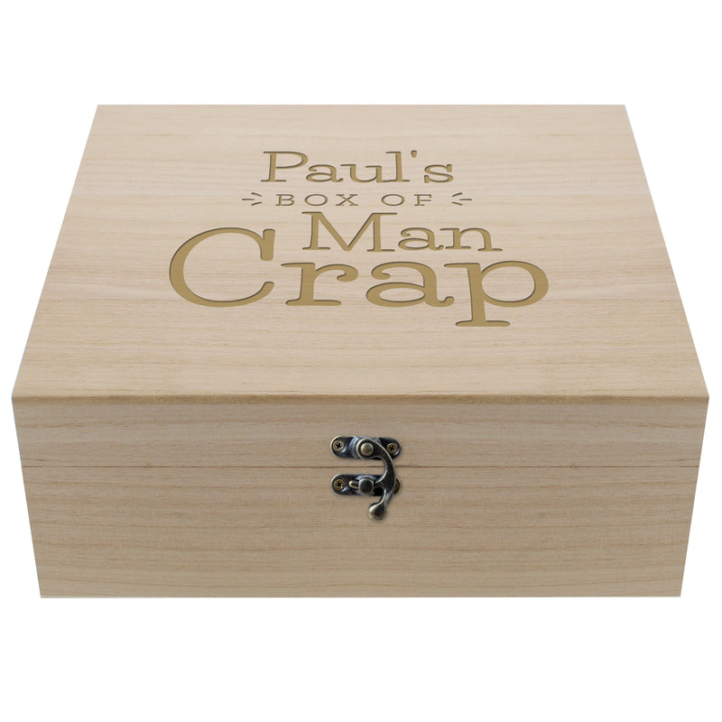 Personalised Box of Man Crap Wooden Keepsake Box Wooden Everything Personal