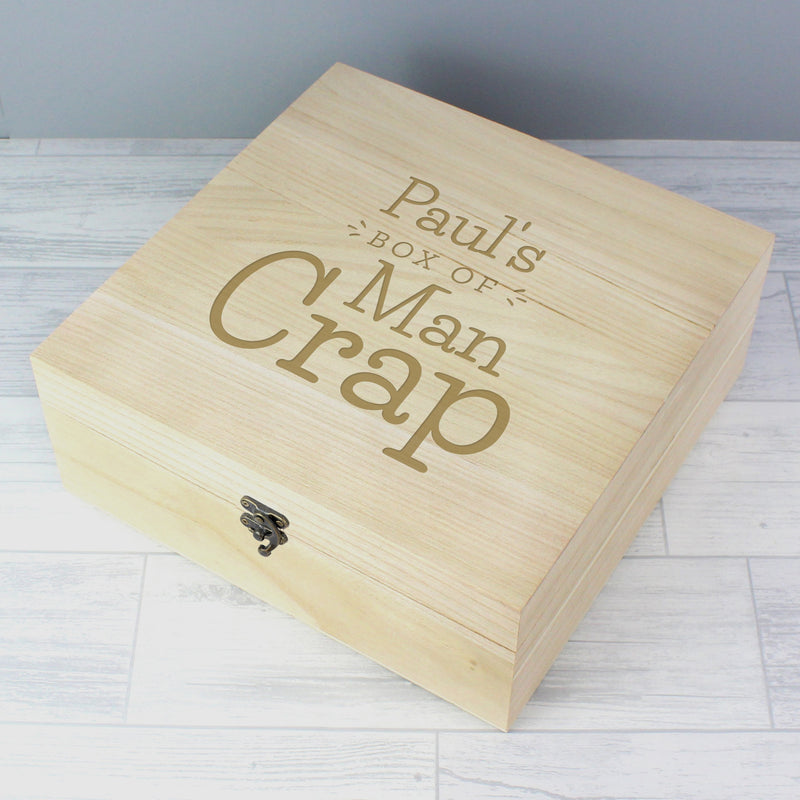 Personalised Box of Man Crap Wooden Keepsake Box Wooden Everything Personal