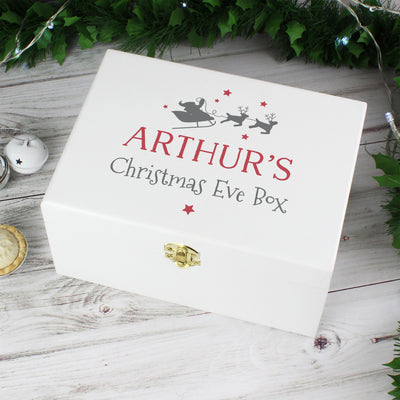 Personalised Christmas Eve White Wooden Box Christmas Decorations Everything Personal