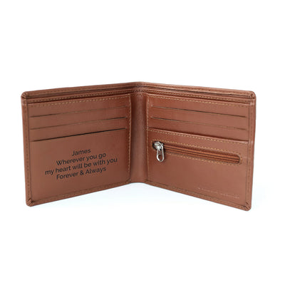 Personalised Tan Leather Wallet Leather & Leatherette Everything Personal