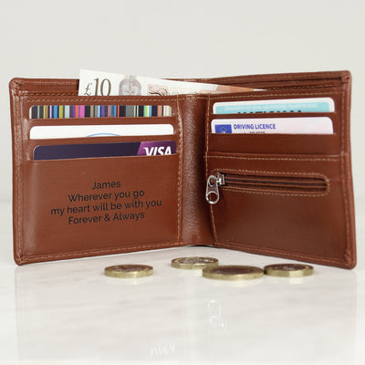 Personalised Tan Leather Wallet Leather & Leatherette Everything Personal