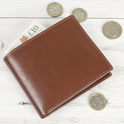 Personalised Tan Leather Wallet Leather & Leatherette Everything Personal