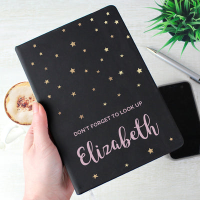 Personalised Starry Black Hardback Notebook Stationery & Pens Everything Personal