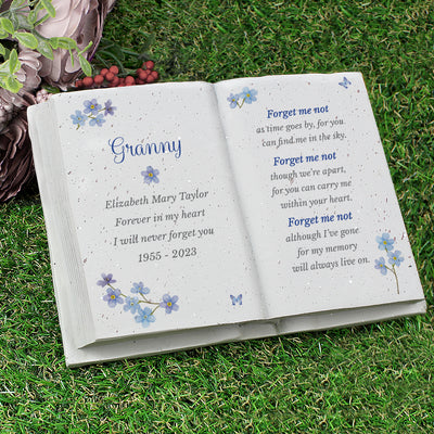 Personalised Forget Me Not Memorial Resin Book Ornaments Everything Personal