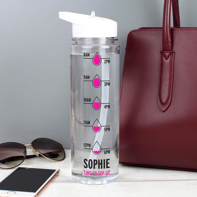 Personalised Pink 'Hydration Tracker' Island Water Bottle Food & Drink Everything Personal