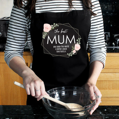 Personalised Abstract Rose Black Apron Kitchen, Baking & Dining Gifts Everything Personal