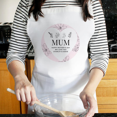 Personalised Floral White Apron Everything Personal