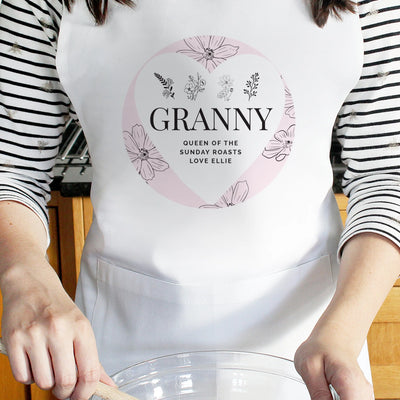 Personalised Floral White Apron Everything Personal