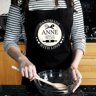 Personalised Handmade With Love Black Apron Kitchen, Baking & Dining Gifts Everything Personal