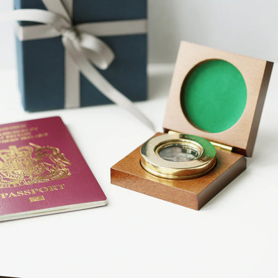 Personalised Compass in Gold or Silver with a Mahogany Timber Box Engraved with Your Own Handwriting or Drawing Jewellery Everything Personal