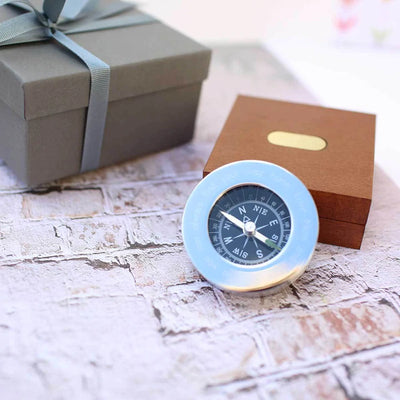 Personalised Compass in Gold or Silver with a Mahogany Timber Box Engraved with Your Own Handwriting or Drawing Jewellery Everything Personal