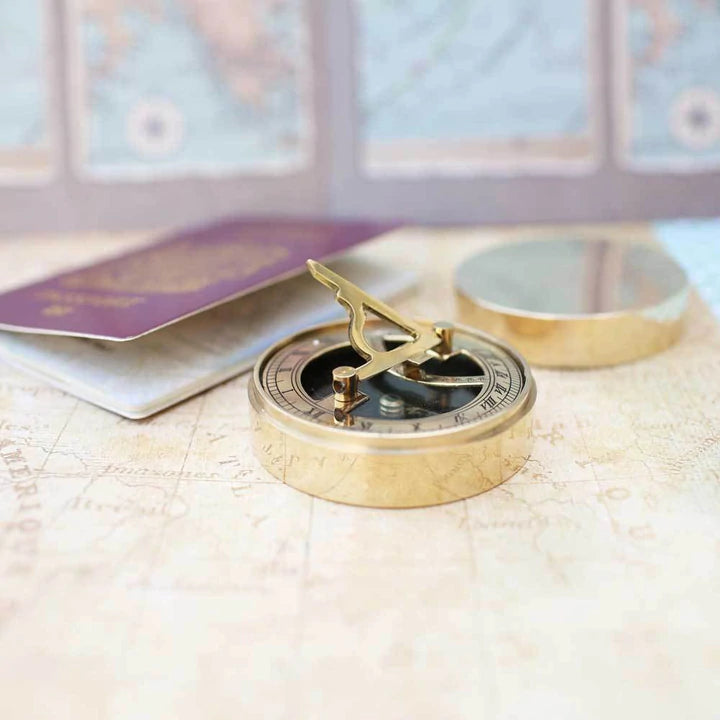 Personalised Brass Nautical Sundial Compass Engraved with Your Own Handwriting or Drawing Jewellery Everything Personal