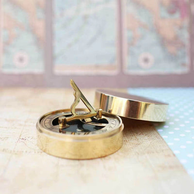 Personalised Brass Nautical Sundial Compass Engraved with Your Own Handwriting or Drawing Jewellery Everything Personal