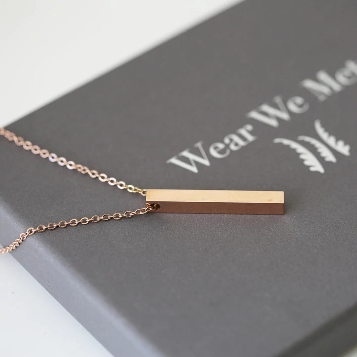 Personalised Bar Necklace in Silver, Gold or Rose Gold Engraved with Your Own Handwriting or Drawing Rose Gold Jewellery Everything Personal