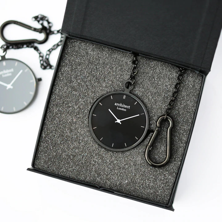 Personalised Custom Modern Silver, Rose Gold or Black Pocket Watch Engraved with Your Own Handwriting or Drawing Jewellery Everything Personal