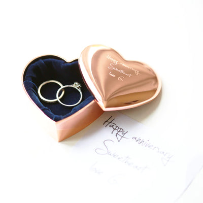 Personalised Rose Gold Heart Trinket Keepsake Engraved with Your Own Handwriting or Drawing Jewellery Everything Personal