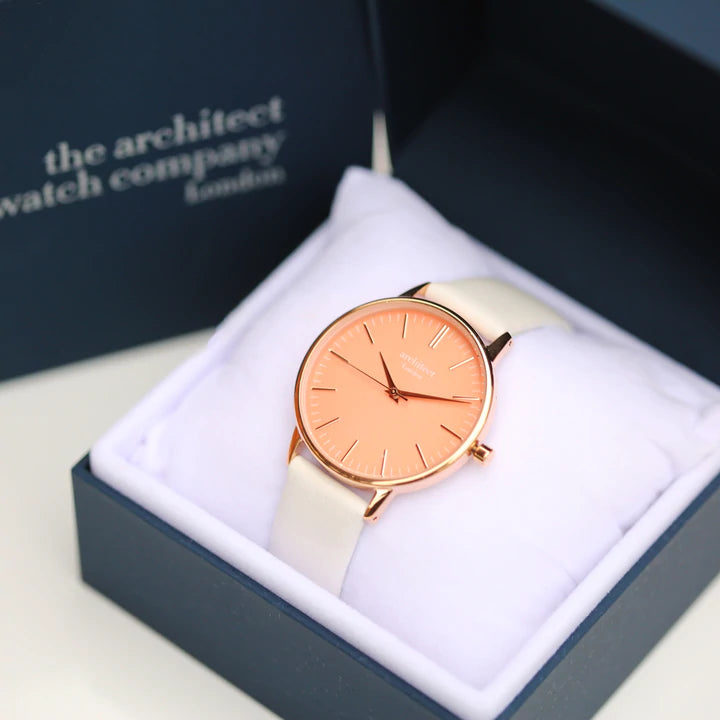 Ladies Personalised Architect Coral Watch with a White Interchangeable Strap Engraved with Your Own Handwriting or Drawing Jewellery Everything Personal