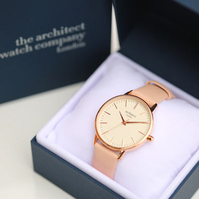 Ladies Personalised Architect Blanc Watch with a Light Pink Interchangeable Strap Engraved with Your Own Handwriting or Drawing Jewellery Everything Personal