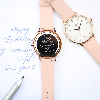 Ladies Personalised Architect Blanc Watch with a Light Pink Interchangeable Strap Engraved with Your Own Handwriting or Drawing Jewellery Everything Personal