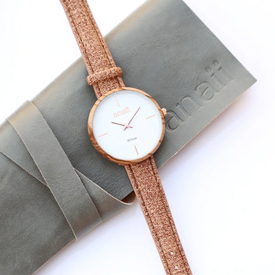 Ladies Personalised Anaii Watch with a Hazel Wood Strap Engraved with Your Own Handwriting or Drawing Jewellery Everything Personal