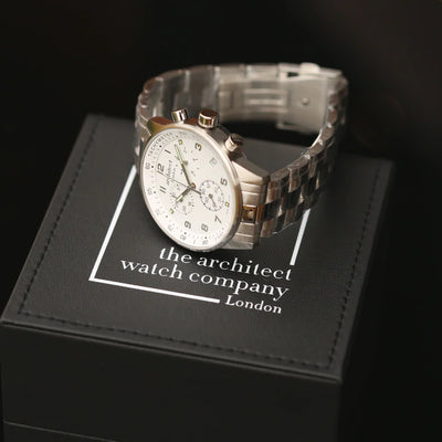Swiss Made Men's Personalised Architect Endeavour Silver Watch Engraved with Your Own Handwriting or Drawing Jewellery Everything Personal