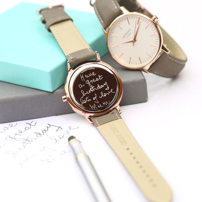 Ladies Personalised Architect Blanc Watch with a Light Grey Interchangeable Strap Engraved with Your Own Handwriting or Drawing Jewellery Everything Personal