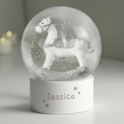 Personalised Rocking Horse Glitter Snow Globe Christmas Decorations Everything Personal