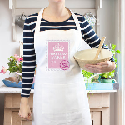 Personalised Pink 1st Class Apron Kitchen, Baking & Dining Gifts Everything Personal