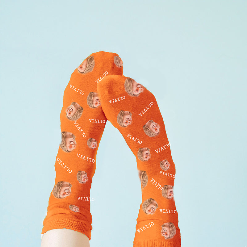 Personalised Photo Socks Orange Clothing Everything Personal
