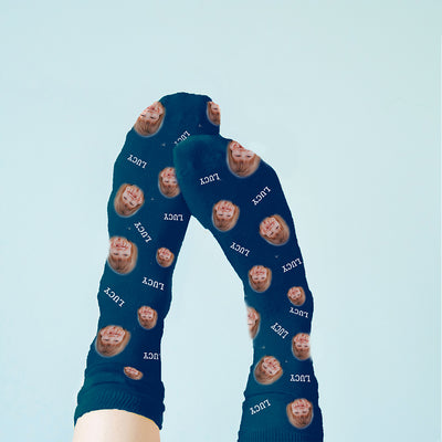 Personalised Photo Socks Navy Clothing Everything Personal