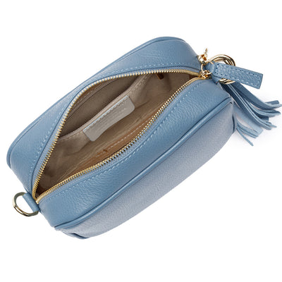Personalised Light Blue Bag with Rainbow Strap Handbags Everything Personal