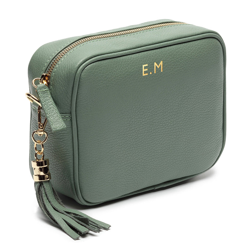 Personalised Mint Bag with Champagne Stripes Strap Handbags Everything Personal