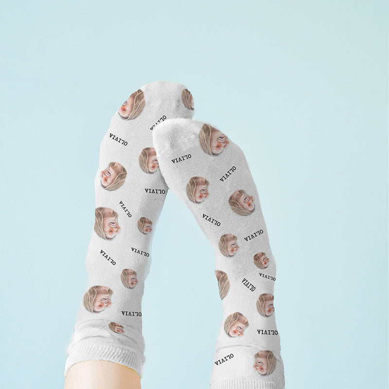 Personalised Photo Socks White Clothing Everything Personal