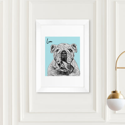Personalised Pet Portrait Sketch Print A3 White Frame Framed Prints & Canvases Everything Personal