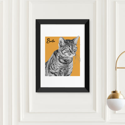 Personalised Pet Portrait Sketch Print A3 Black Frame Framed Prints & Canvases Everything Personal