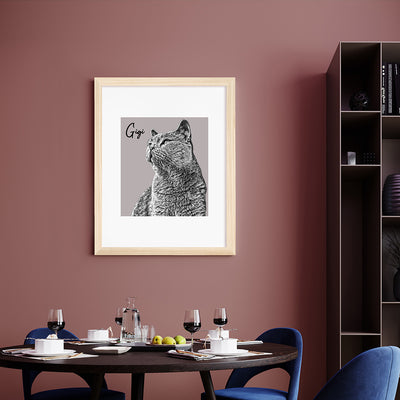 Personalised Pet Portrait Sketch Print A2 Natural Frame Framed Prints & Canvases Everything Personal