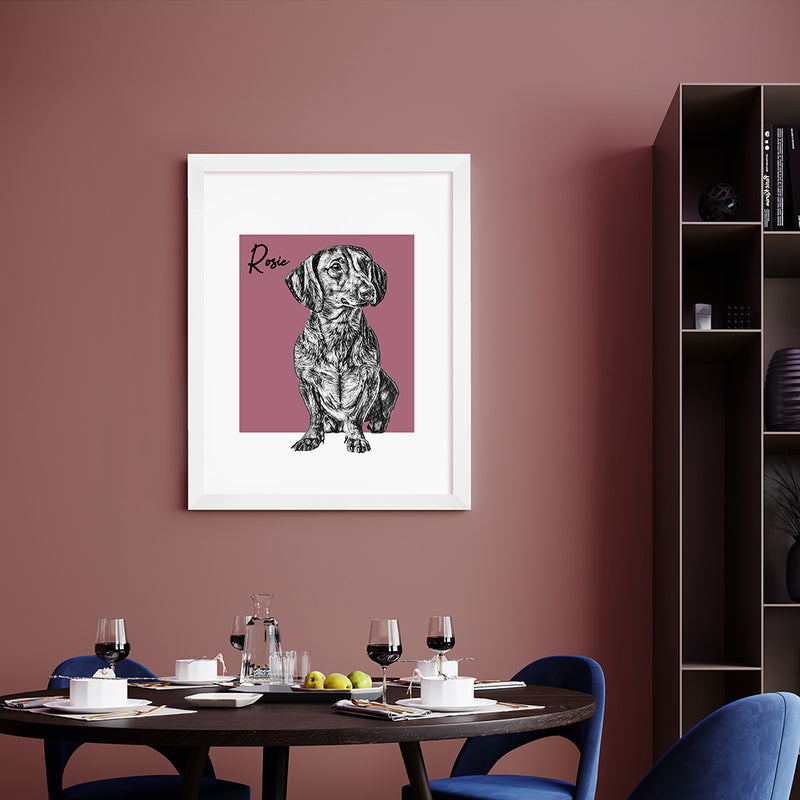 Personalised Pet Portrait Sketch Print A2 White Frame Framed Prints & Canvases Everything Personal